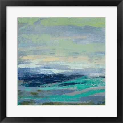 Framed Teal Wave I Print