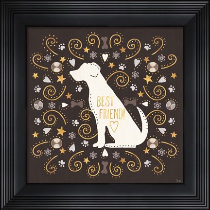 Framed Otomi Dogs III Dark Neutral Print