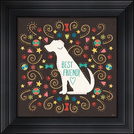 Framed Otomi Dogs III Dark Print