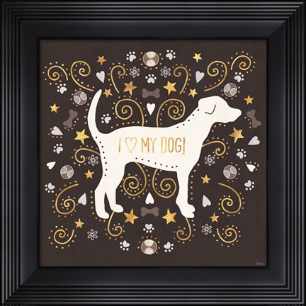 Framed Otomi Dogs II Dark Neutral Print