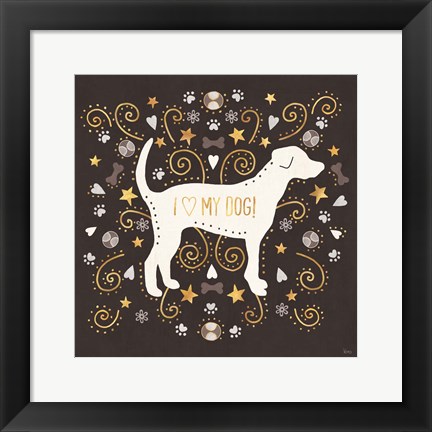 Framed Otomi Dogs II Dark Neutral Print