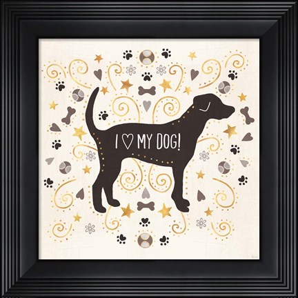 Framed Otomi Dogs II Neutral Print