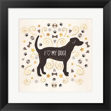Framed Otomi Dogs II Neutral Print