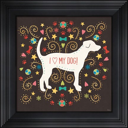 Framed Otomi Dogs II Dark Print