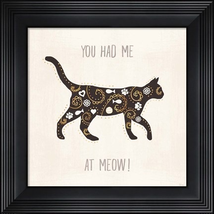 Framed Otomi Cats IV Neutral Print