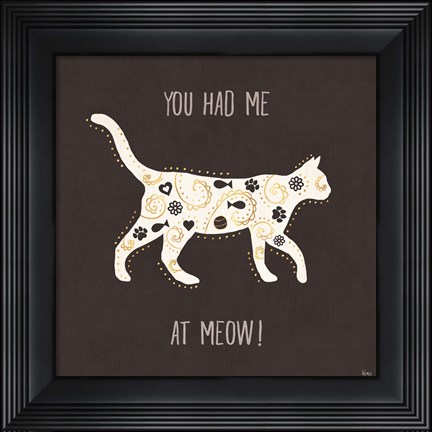 Framed Otomi Cats IV Dark Neutral Print