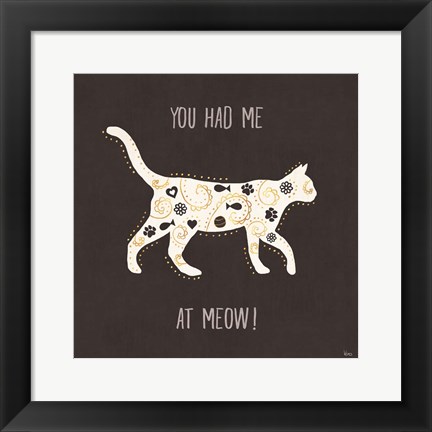 Framed Otomi Cats IV Dark Neutral Print