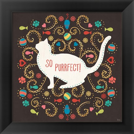 Framed Otomi Cats III Dark Print