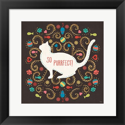 Framed Otomi Cats III Dark Print