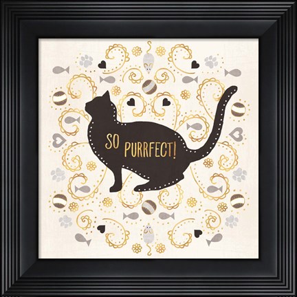 Framed Otomi Cats III Neutral Print