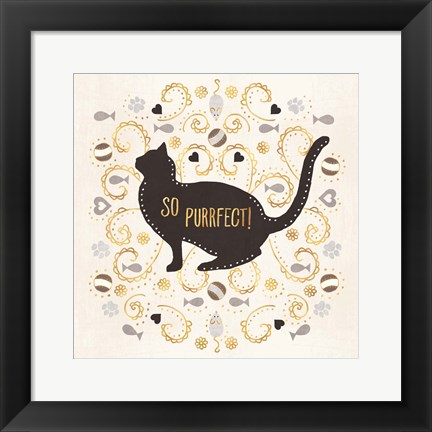 Framed Otomi Cats III Neutral Print