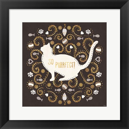 Framed Otomi Cats III Dark Neutral Print