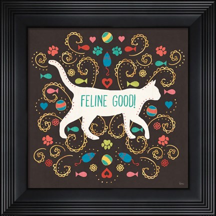 Framed Otomi Cats II Dark Print