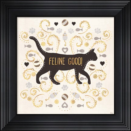 Framed Otomi Cats II Neutral Print