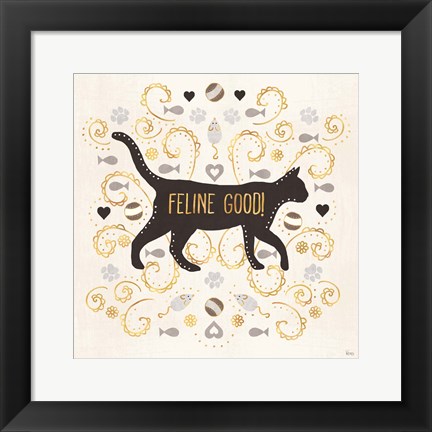 Framed Otomi Cats II Neutral Print