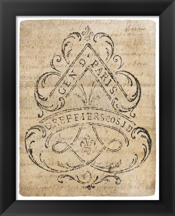 Framed Letter Crest I Vintage v2 Print
