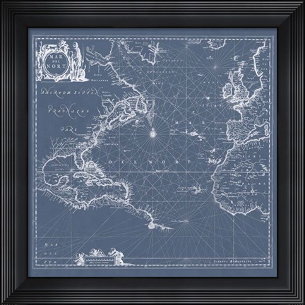 Framed Mar del Nort Blueprint Print