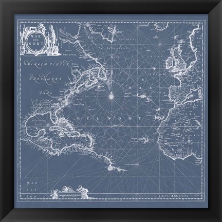 Framed Mar del Nort Blueprint Print