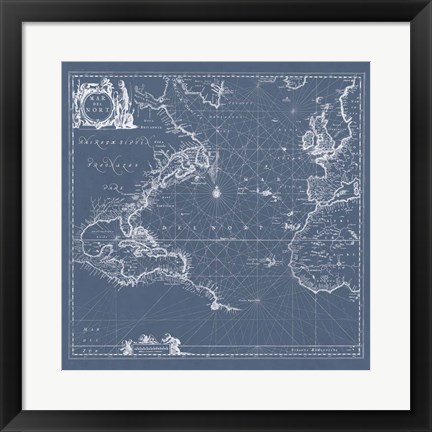 Framed Mar del Nort Blueprint Print