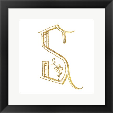 Framed French Sewing Letter S Print