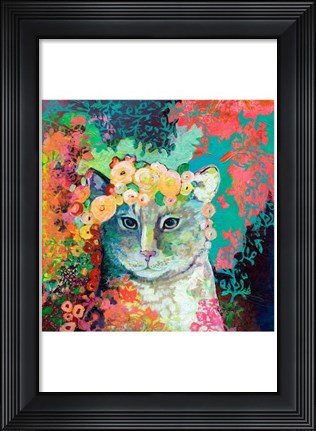 Framed My Cat Naps in a Bed of Roses Print