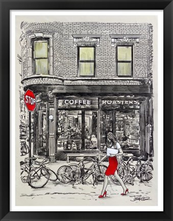 Framed Coffee Roasters Place Print