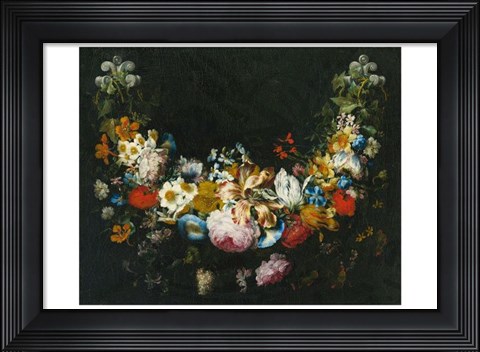 Framed Gaspar Peeter Verbruggen, A swag of flowers Print