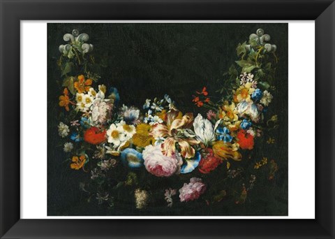 Framed Gaspar Peeter Verbruggen, A swag of flowers Print
