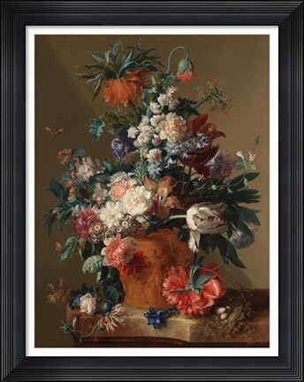 Framed Jan van Huysum, Vase of Flowers Print