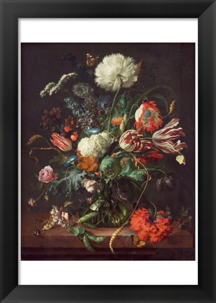 Framed Jan Davidsz de Heem, Vase of Flowers Print