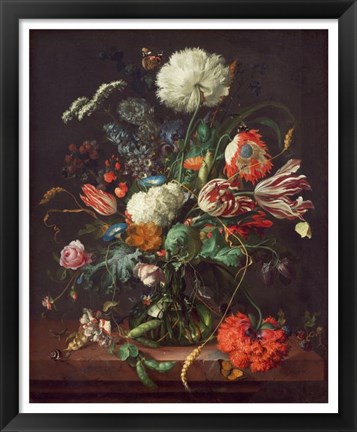 Framed Jan Davidsz de Heem, Vase of Flowers Print