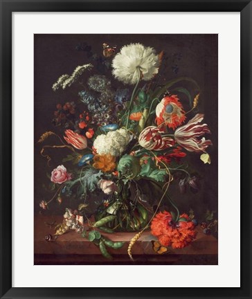 Framed Jan Davidsz de Heem, Vase of Flowers Print