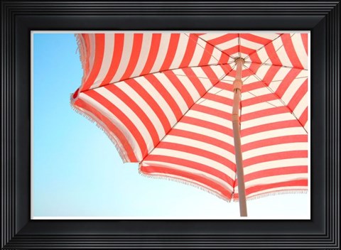 Framed Beach Umbrella and Sky Print