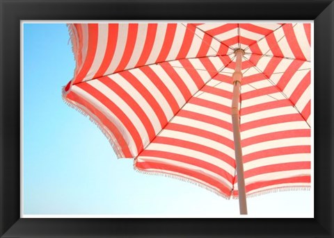 Framed Beach Umbrella and Sky Print