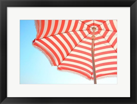 Framed Beach Umbrella and Sky Print