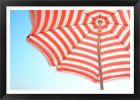 Framed Beach Umbrella and Sky Print