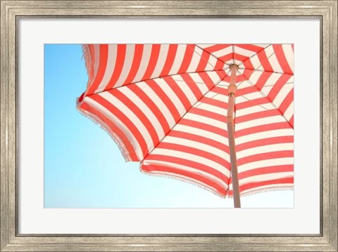 Framed Beach Umbrella and Sky Print