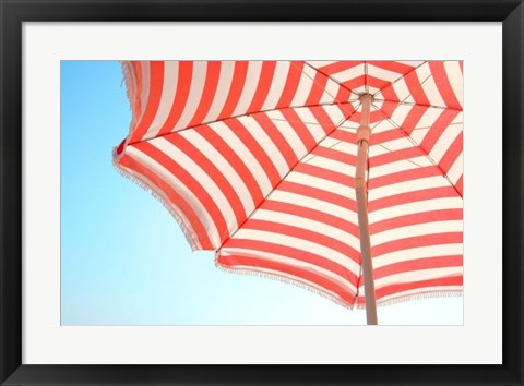 Framed Beach Umbrella and Sky Print