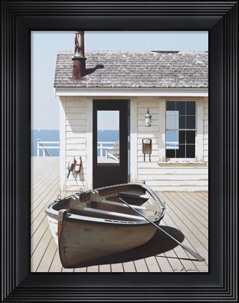 Framed Boat on the Dock Print