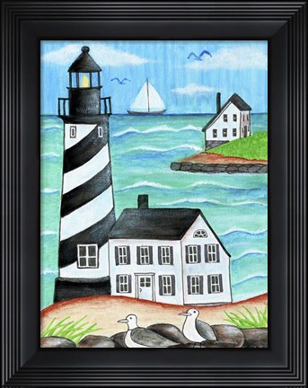 Framed Lighthouse Beach Print
