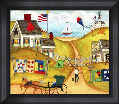 Framed Oceanside Kite Quilt Maker Print