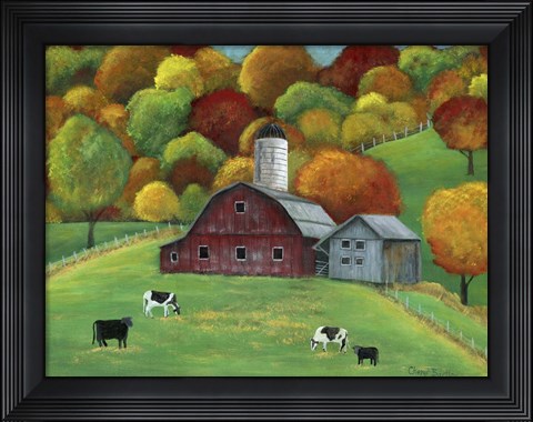 Framed Colors of Autumn Barnyard Print