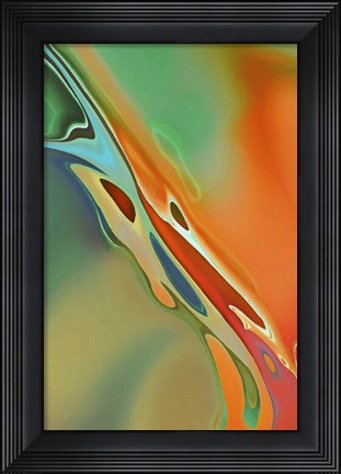 Framed Organic Abstract Orange And Olive Green Print