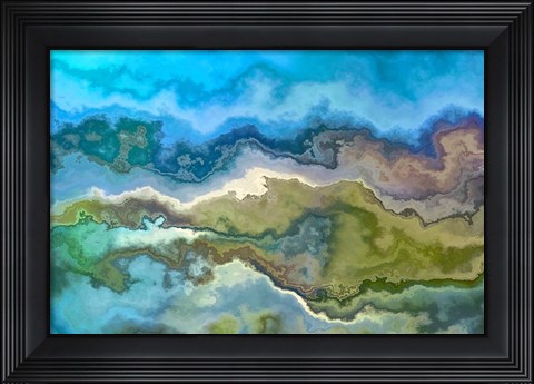 Framed Wavescape Blue And Green Print