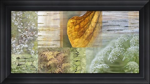 Framed White Woodland Collage Print