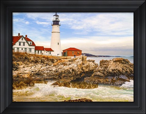 Framed Rocky Lighthouse Print