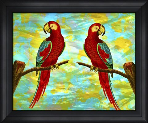 Framed Red Parrots Print
