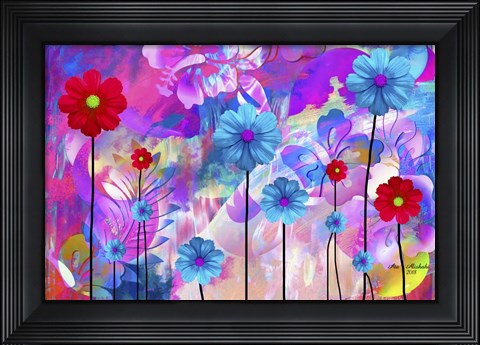 Framed Rainbow Flowers Print