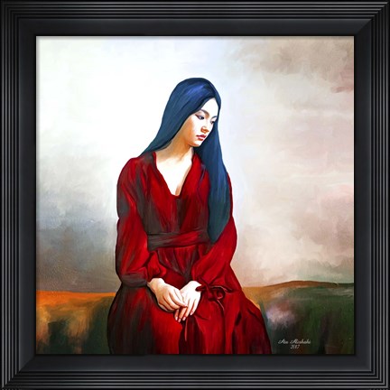 Framed Lady In Red 4 Print