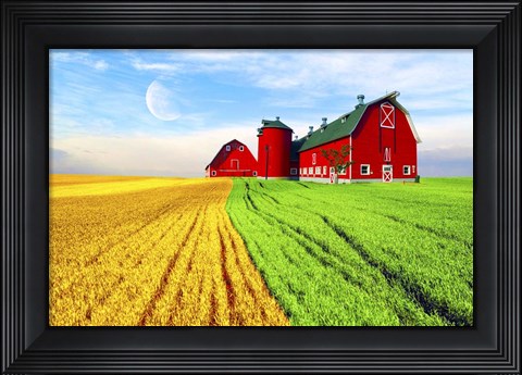 Framed Red Barn Print